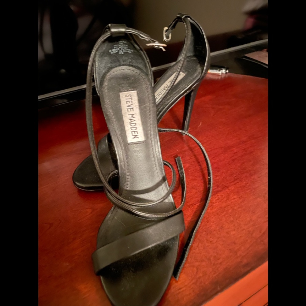 worn once - like new steve madden strappy black stilettos